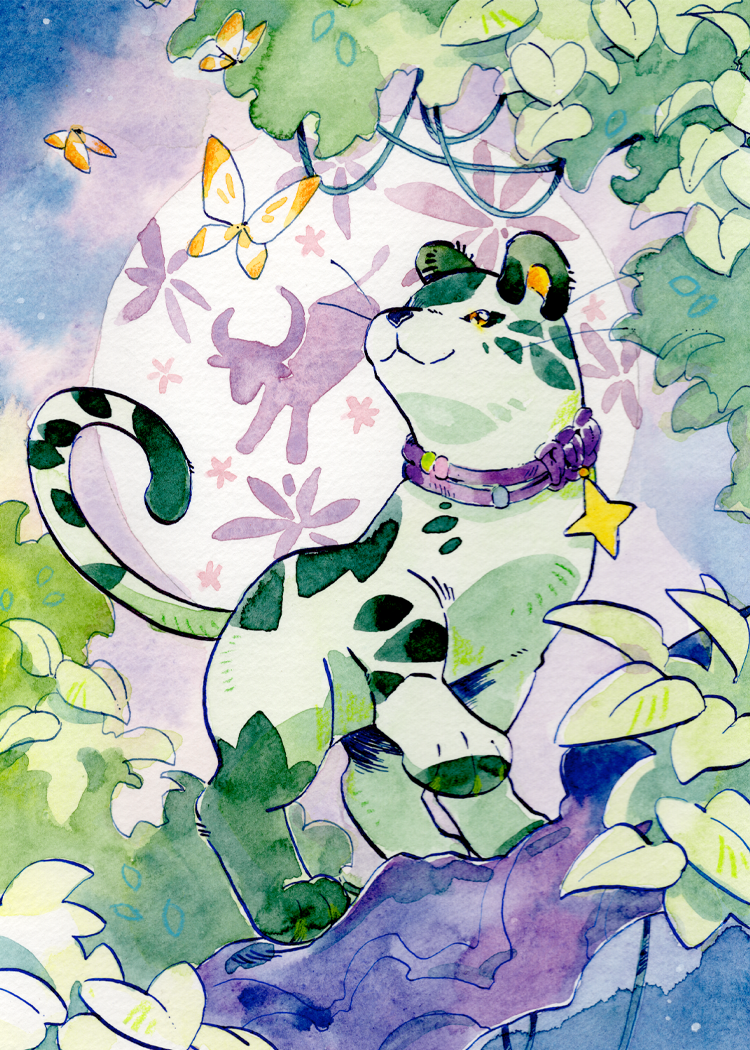 Tiger & Pothos Painting