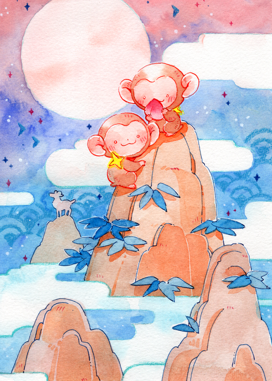 Monkey & Bamboo Painting