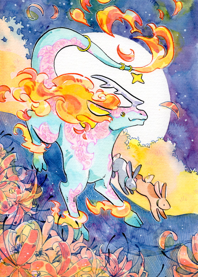 Dragon & Spider Lilies Painting