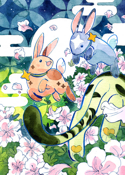 Rabbit & Azalea Painting