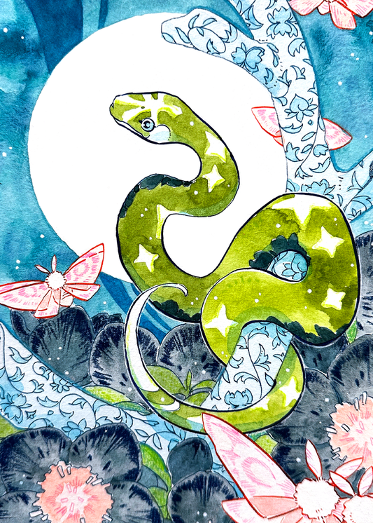 Snake & Hellebore Painting
